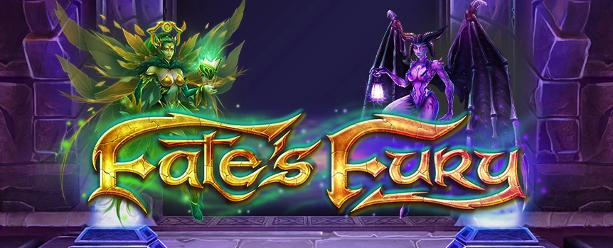 Step into the magical realm of Fate’s Fury to witness an epic battle between Nymph & Succubus Bonus Symbols that will decide which side is fated to be champion.